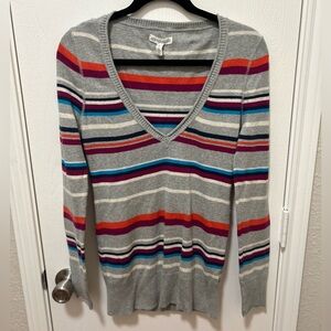 Aeropostale 2000s Striped V Neck Sweater Long Sleeves Size XL
